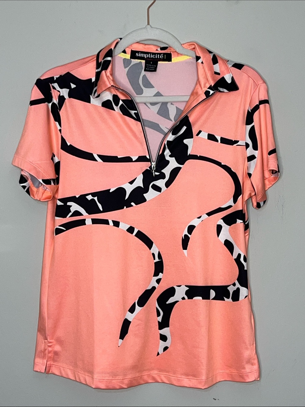 Jamie Sadock Simplicite Coral Short Sleeve Zip Up Womens Golf Resort Wear